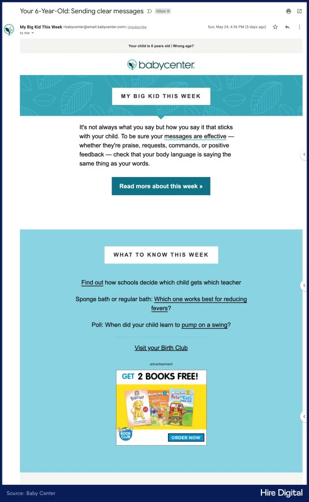 Baby Center Personalized Email Newsletter